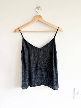 David Lerner Elsa Zebre Print Lightweight Cami Tank Top Black S NWT